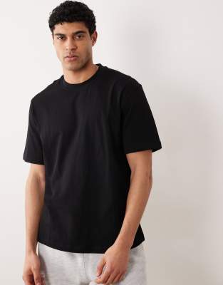 Mango 100% Cotton Relaxed Fit Crew Neck T-shirt In Black