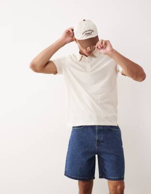 Mango 100% Cotton Relaxed Fit Polo T-shirt In White