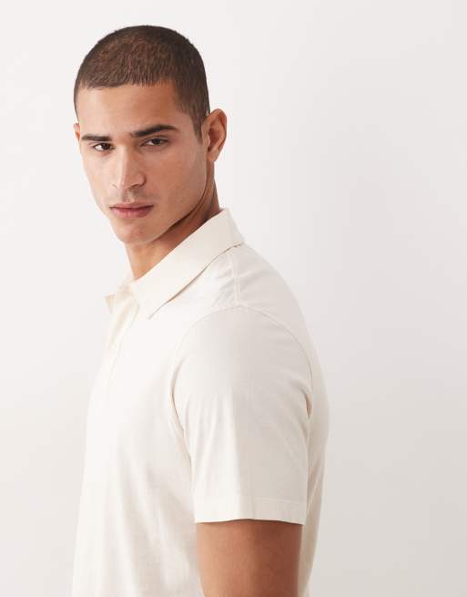 Mango 100% cotton relaxed fit polo t-shirt in ecru, 2 of 5