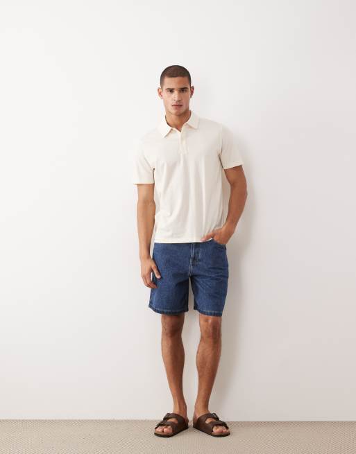 Mango 100% cotton relaxed fit polo t-shirt in ecru, 4 of 5