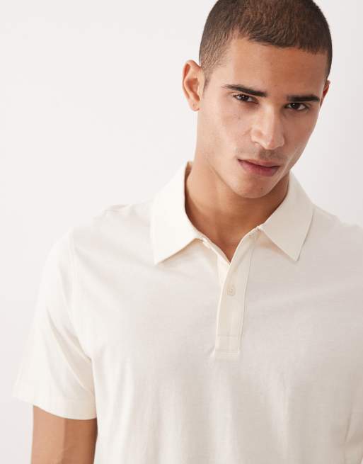 Mango 100% cotton relaxed fit polo t-shirt in ecru, 5 of 5