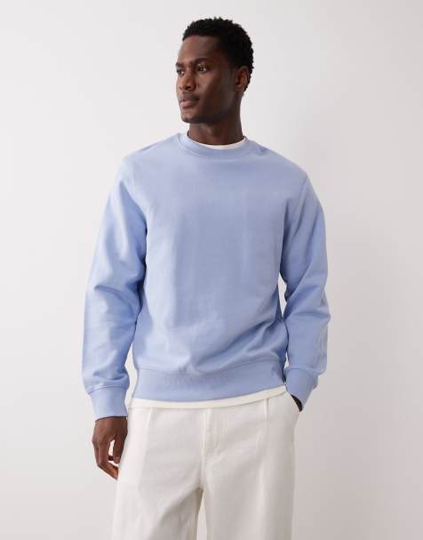 Mango 100% cotton relaxed fit sweatshirt in pale blue - view 1