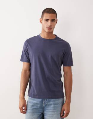 Mango 100% cotton relaxed fit T-shirt in navy