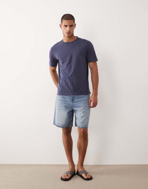 Mango 100% cotton relaxed fit T-shirt in navy, 4 of 5