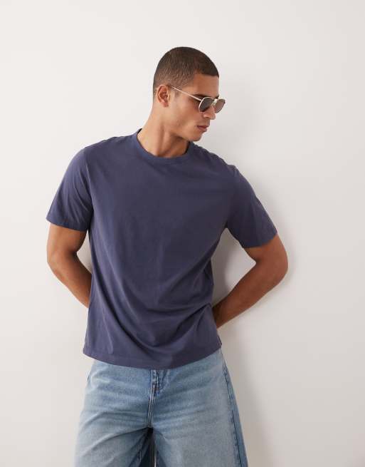 Mango 100% cotton relaxed fit T-shirt in navy, 5 of 5