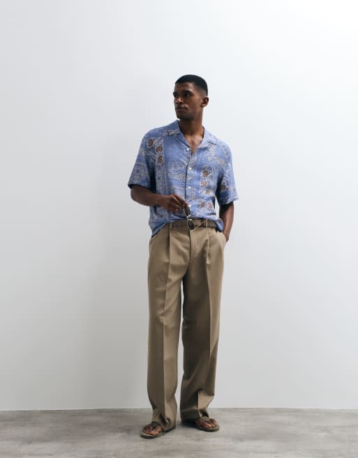 Mango 100% cotton retro paisley print shirt in blue, 3 of 5