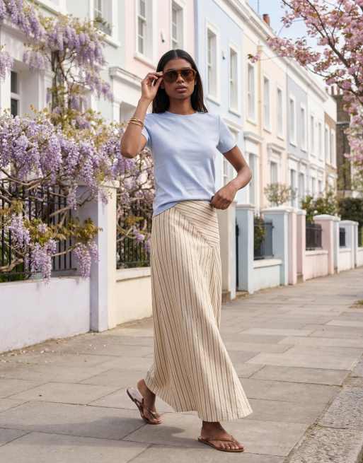 Mango 100% cotton round neck t-shirt in pastel blue, 11 of 11