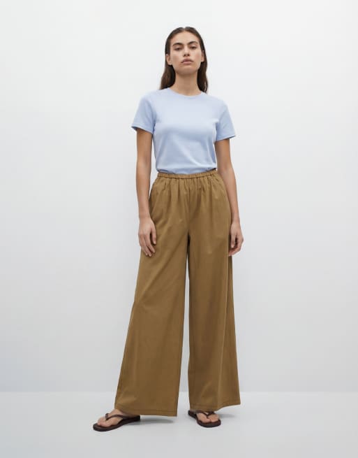 Mango 100% cotton round neck t-shirt in pastel blue, 8 of 11