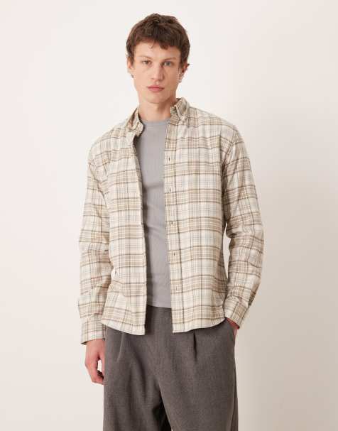 Mango 100% cotton shirt in brown plaid - view 1