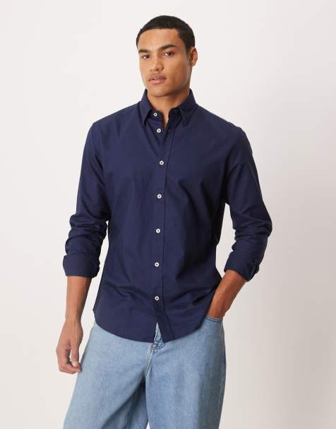 Mango 100% cotton shirt in navy - view 1
