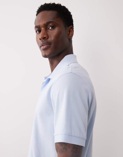 Mango 100% cotton short sleeve polo top in pale blue, 4 of 5