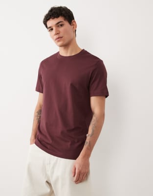 Mango 100% Cotton Slim Fit T-shirt In Burgundy