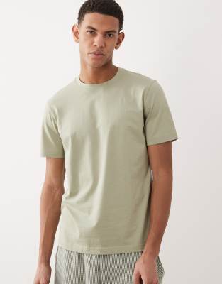 Mango 100% Cotton Slim Fit T-shirt In Green