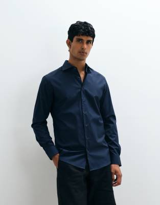 Mango 100% cotton smart shirt in navy