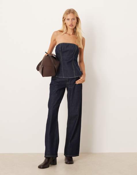 Mango 100% cotton straight jean co-ord in indigo