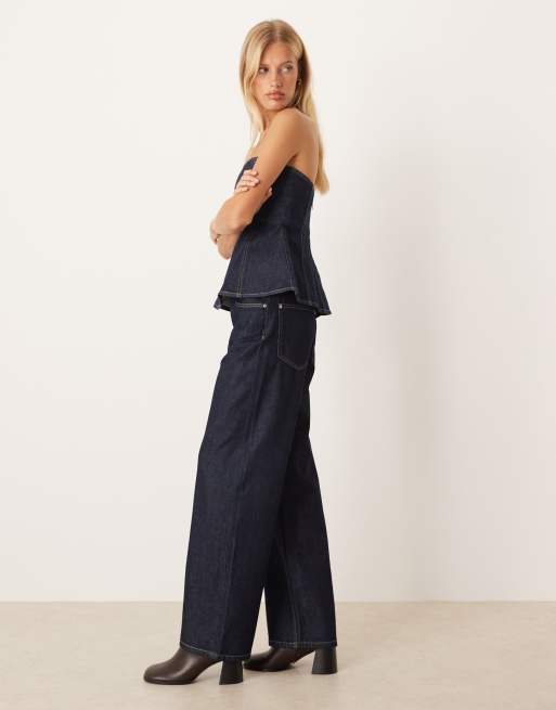 Mango 100% cotton straight jean co-ord in indigo, 3 of 5