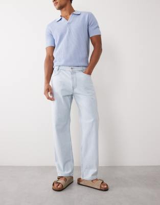 Mango 100% Cotton Straight Leg Jeans In Blue