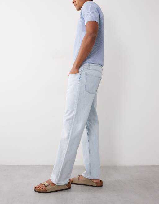 Mango 100% cotton straight leg jeans in light blue, 2 of 5