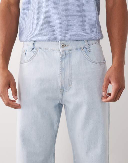 Mango 100% cotton straight leg jeans in light blue, 4 of 5