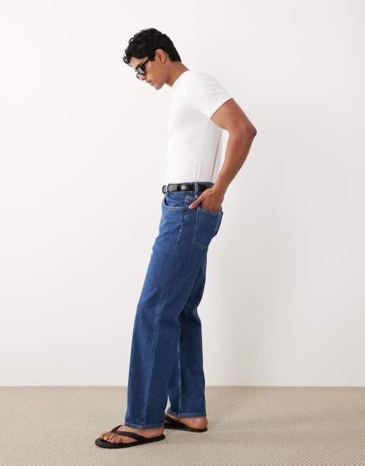 Mango 100% cotton straight leg jeans in mid blue, 2 of 5