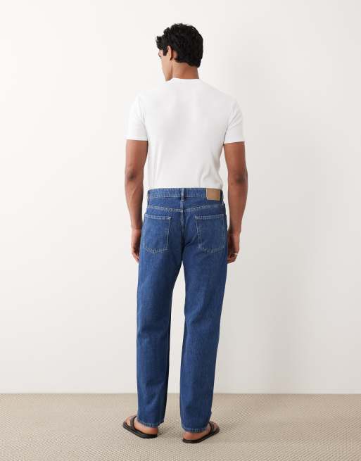 Mango 100% cotton straight leg jeans in mid blue, 3 of 5
