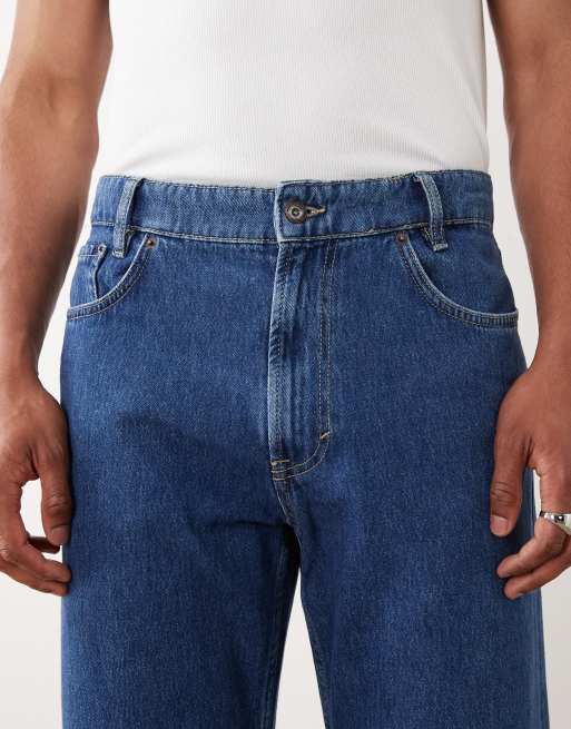 Mango 100% cotton straight leg jeans in mid blue, 4 of 5
