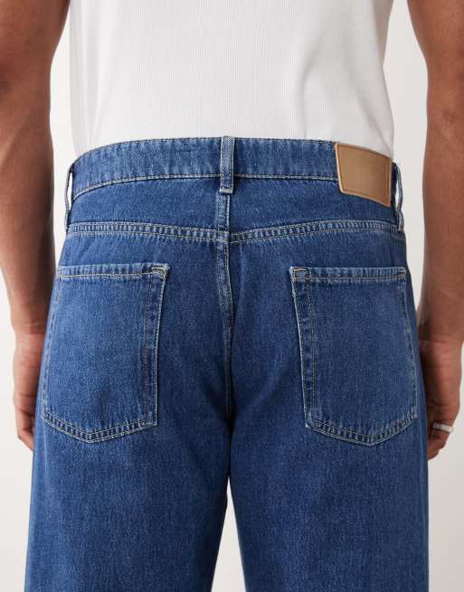 Mango 100% cotton straight leg jeans in mid blue, 5 of 5