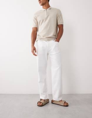 Джинсы прямого кроя из 100 хлопка Mango белого цвета white