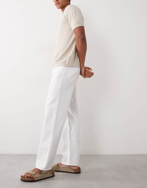 Mango 100% cotton straight leg jeans in white, 2 of 5