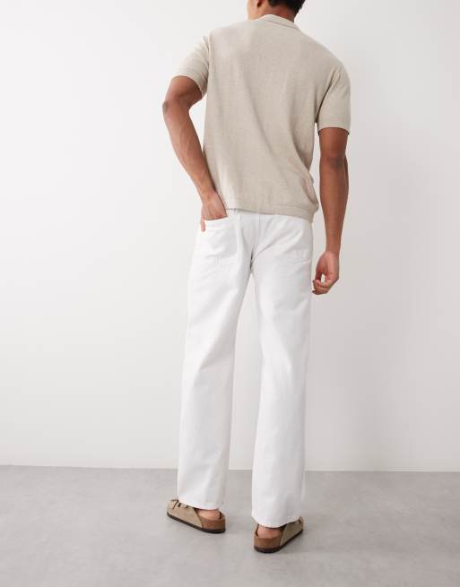 Mango 100% cotton straight leg jeans in white, 3 of 5