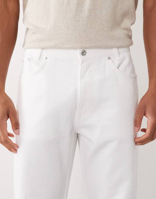 Mango 100% cotton straight leg jeans in white, 4 of 5