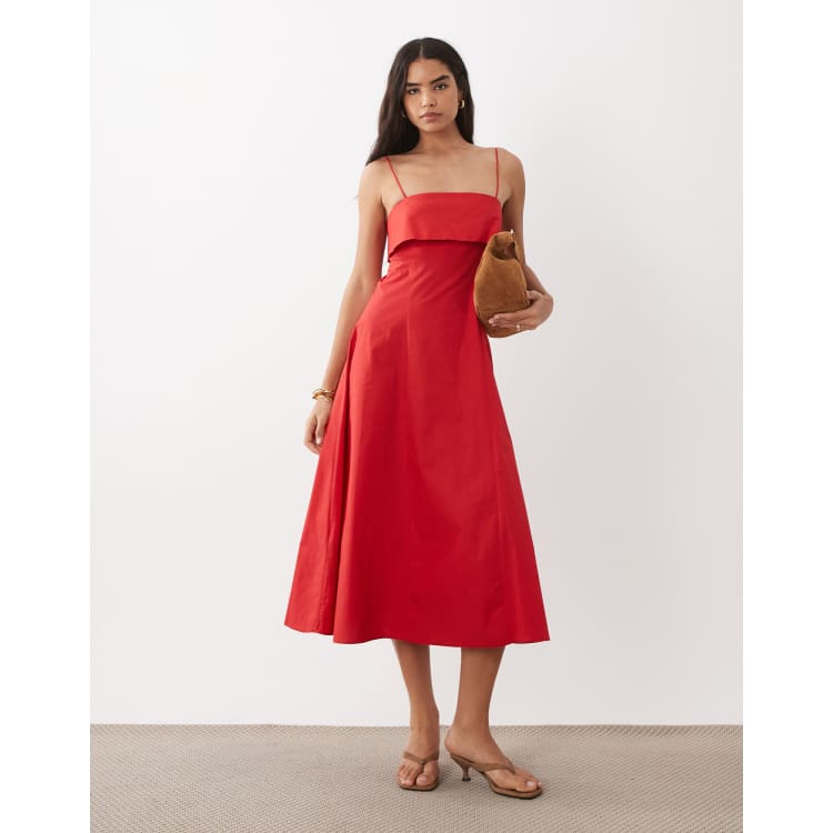 red maxi cotton dress Ruffle Maxi Dress in Red | Hand-Dyed Cotton Maxi Dress