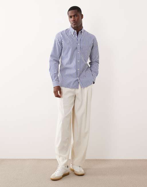 Mango 100% cotton striped shirt in blue, 2 of 5