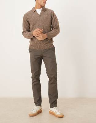 Mango 100% Cotton Tailored Pants In Brown