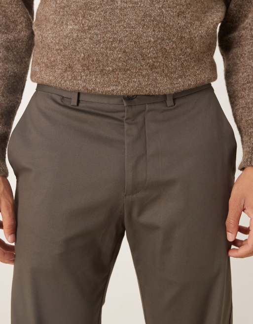 Mango 100% cotton tailored pants in dark brown, 4 of 5