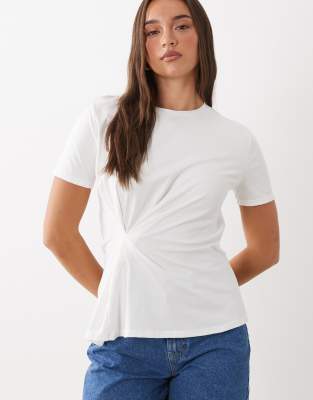 Mango 100% Cotton Tie Waist T-shirt In White