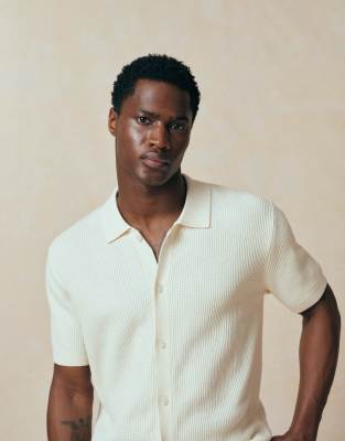 Mango 100% Cotton Waffle Knit Button Down Cardigan In White