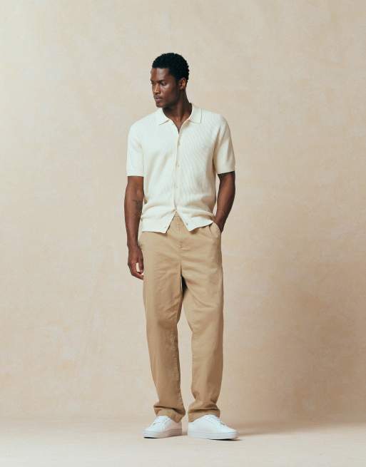 Mango 100% cotton waffle knit button down cardigan in ecru, 3 of 5