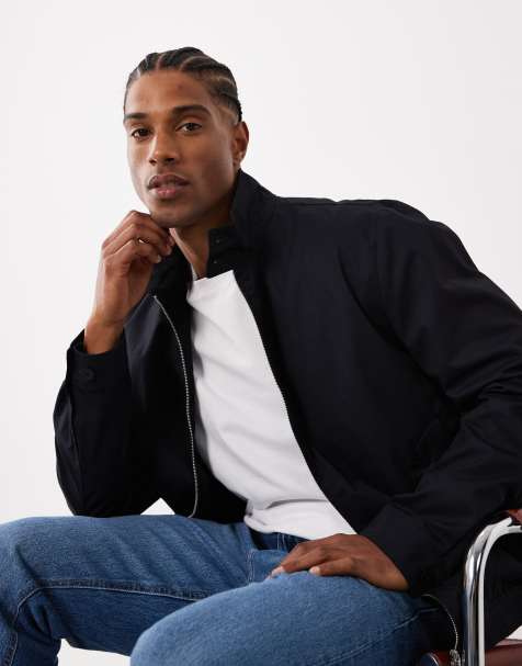 Mango 100% cotton zip through Harrington jacket in navy - view 1