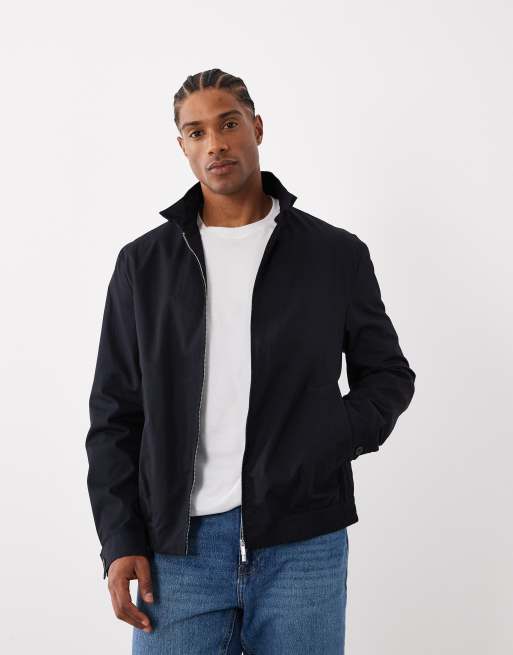 Mango 100% cotton zip through harrington jacket in navy | ASOS