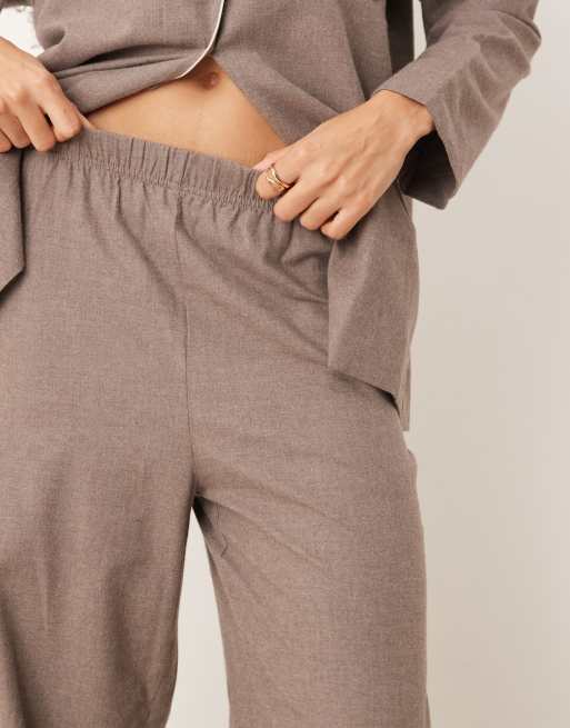 Mango - 100% katoenen flanellen pyjamabroek in bruin, 3 van 4