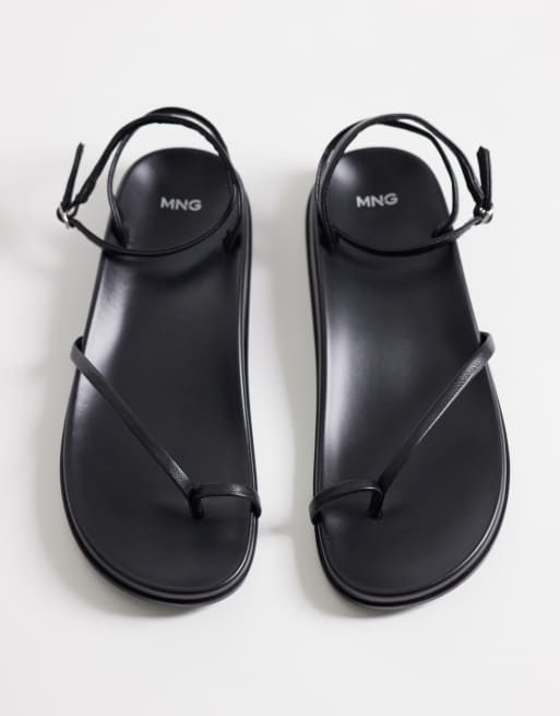 Mango – 100% läder – Svarta sandaler med remmar och tådetaljer, 2 av 4