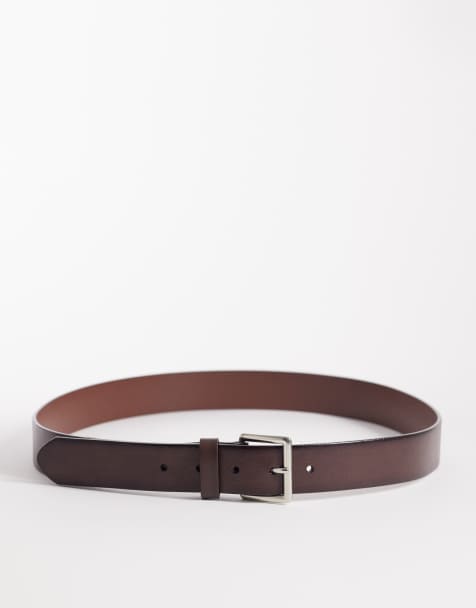 Mango 100% leather belt in brown - view 1