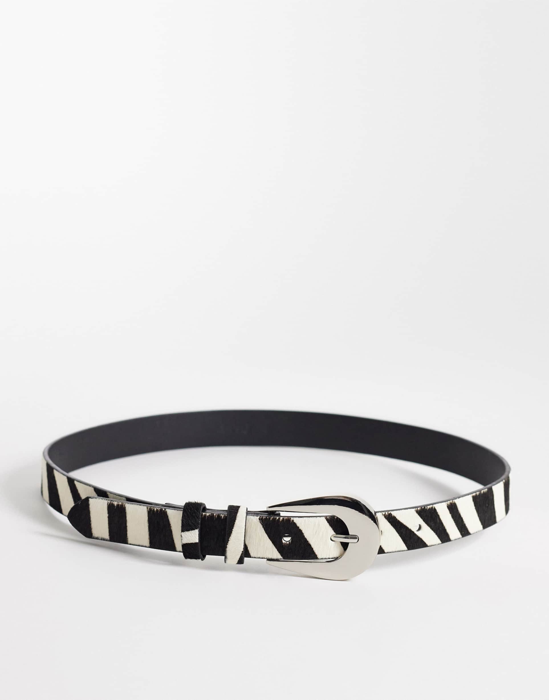 mango 100% leather belt in zebra print