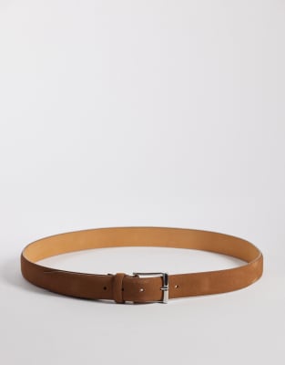 Mango 100% Leather Belt With Silver-tone Buckle In Brown