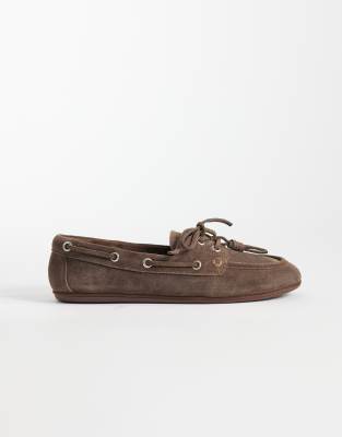 Mango 100% Leather Boat Shoes In Brown