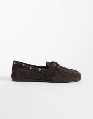 Mango 100% Leather Boat Shoes In Brown
