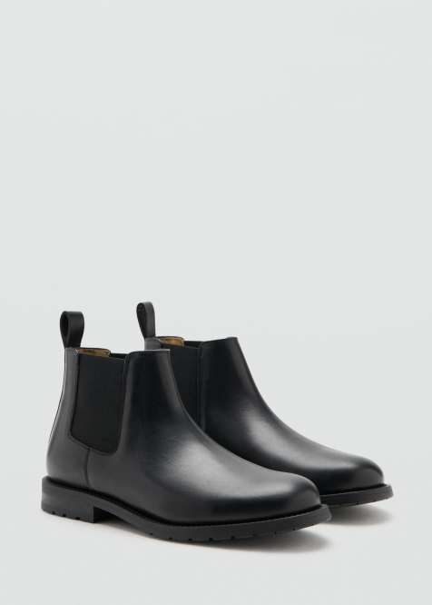 Mango 100% leather Chelsea boots in black - view 1