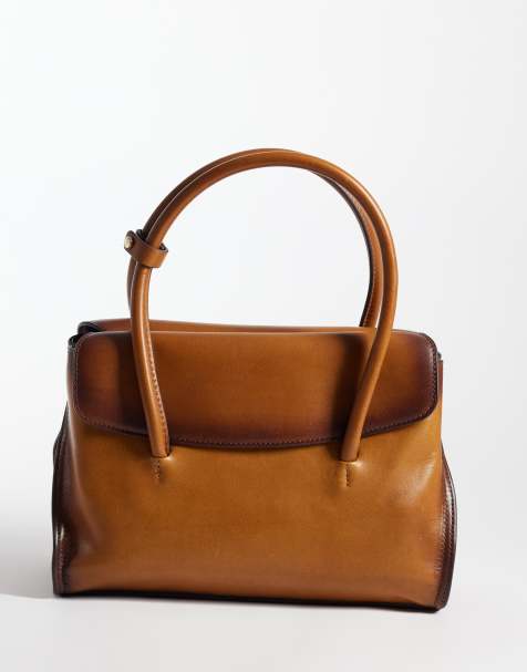 Mango 100% leather city bag in brown - view 1