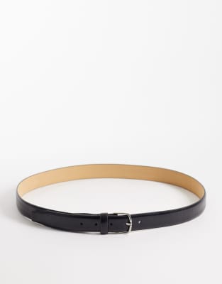 Mango 100% Leather Classic Belt In Black